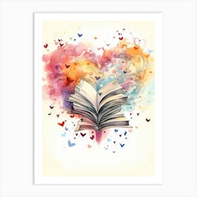 Swirly Line Book Heart Rainbow 2 Art Print