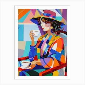 Woman Drinking Coffee Art Print