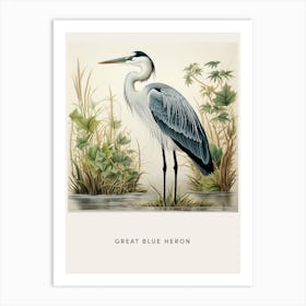 Ohara Koson Inspired Bird Painting Great Blue Heron 7 Poster Art Print