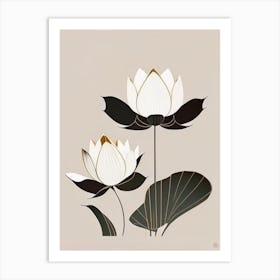 Lotus Flowers In Park Retro Minimal 4 Art Print