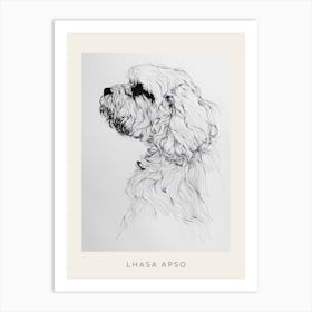 Lhasa Apso Dog Line Sketch 2 Poster Art Print