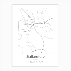 Staffanstorp,Sweden Minimalist Map Art Print