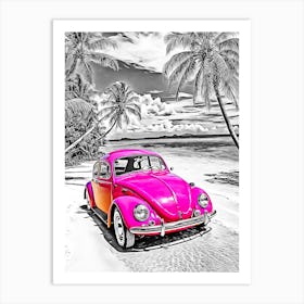 Vw Beetle On The Beach 1 Art Print