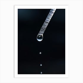 Tear Droplet Poised On The Edge Of A Cheek Cast In Sharp Relief Against A Somber Dark Background C Art Print