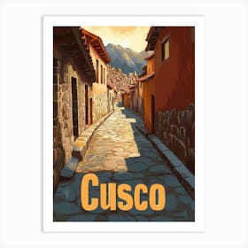 Aihrgdesign A Retro Travel Poster For Cusco Featuring The Anc D37035ba 9067 43ee 9342 Fe41436fc208 3 Art Print