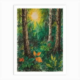 Sun In The Forest Art Print