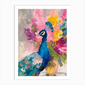 Colourful Brushwork Peacock 2 Art Print