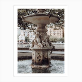 Water Fountain Statue, Colour St Sebastian, Spain Art Print