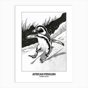 Penguin Sliding On Ice Poster 1 Art Print