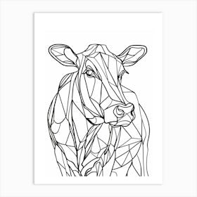 Geometric Cow animal lines art Art Print