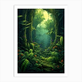 Jungle Landscape Pixel Art 3 Art Print
