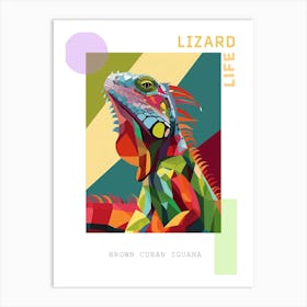 Brown Cuban Iguana Abstract Modern Illustration 5 Poster Art Print