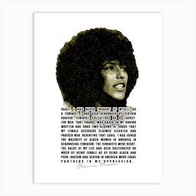 Elaine Brown Activist with Quotes in Vintage Art Print