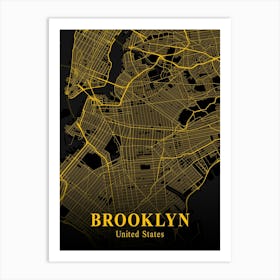 Brooklyn Gold City Map 1 Art Print