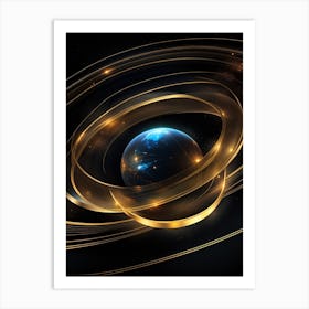 Golden Rings In Space Art Print