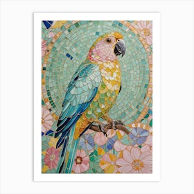 Tropical Pastel Mosaic Parrot Art Print