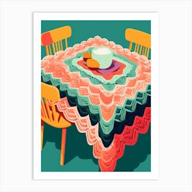 Crochet Dining Roon Retro Illustration 4 Art Print