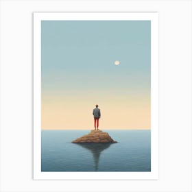 Man On A Rock Art Print