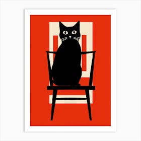 Black Cat In A Chair Art Print