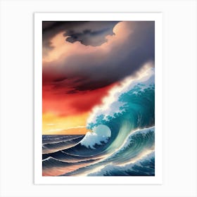 Ocean Wave At Sunset Art Print