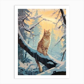 Winter Bobcat 2 Illustration Art Print