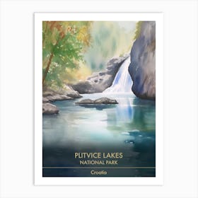 Plitvice Lakes National Park Croatia Watercolour 1 Art Print