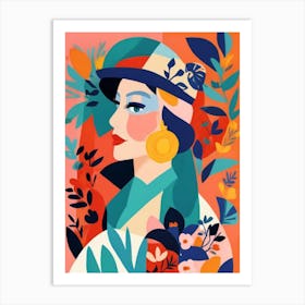 Illustration Of Woman In Hat Art Print