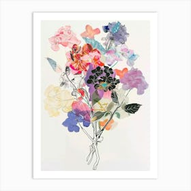 Hydrangea 2 Collage Flower Bouquet Art Print