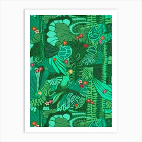 Vibrant Green Foliage of the Tropical Jungle Art Print