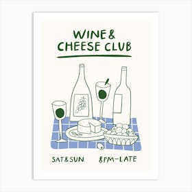 Wine and Cheese Club Kitchen Poster Art Print