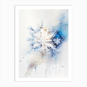 White, Snowflakes, Storybook Watercolours 3 Art Print