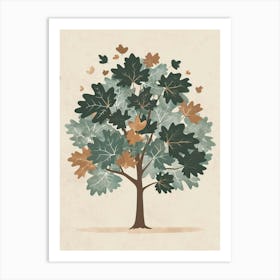 Sycamore Tree Minimal Japandi Illustration 3 Art Print