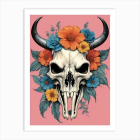 Floral Bison Skull (16) Art Print