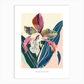 Colourful Flower Illustration Poster Monkey Orchid 3 Art Print