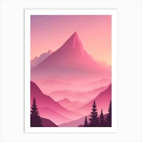 Misty Mountains Vertical Background In Pink Tone 27 Art Print