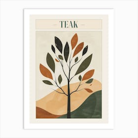 Teak Tree Minimal Japandi Illustration 4 Poster Art Print