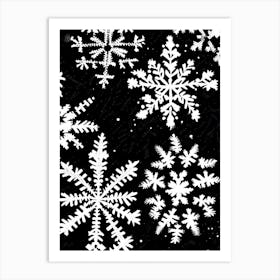 Pattern, Snowflakes, Black & White 1 Art Print