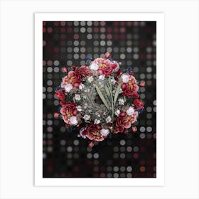 Vintage Gladiolus Mucronatus Flower Wreath on Dot Bokeh Pattern n.0725 Art Print