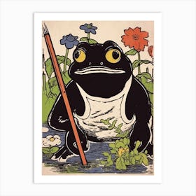 Frog In The Garden,  Matsumoto Hoji Inspired Japanese 11 Art Print