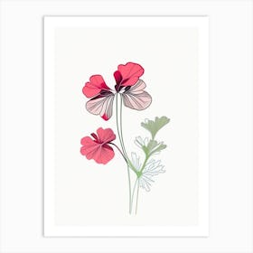 Geranium Floral Minimal Line Drawing 3 Flower Art Print