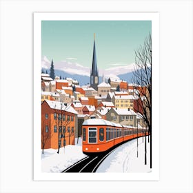 Retro Winter Illustration Zurich Switzerland 1 Art Print