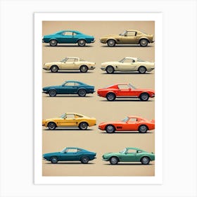 Classic Muscle Cars Art Print