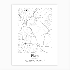 Plum,United States Minimalist Map Art Print