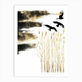 Crows In The Grass Art Print