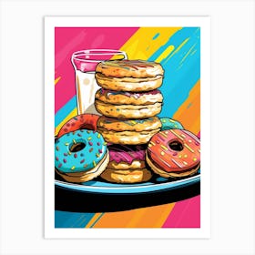 Donuts Cartoon Pop Art Art Print