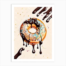 Bite Sized Bagel Pieces Dipped In Melted Chocolate And Sprinkles Marker Art 1 Art Print