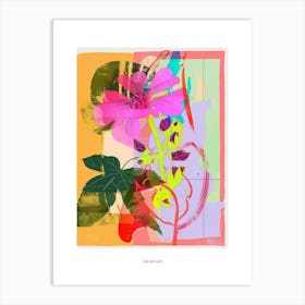 Geranium 1 Neon Flower Collage Poster Art Print