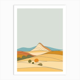 Mount Ossa Australia Color Line Drawing (6) Art Print