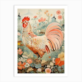 Chicken 4 Detailed Bird Painting Art Print