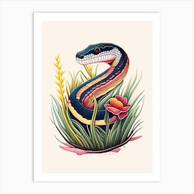 Atlantic Salt Marsh Snake Tattoo Style Art Print